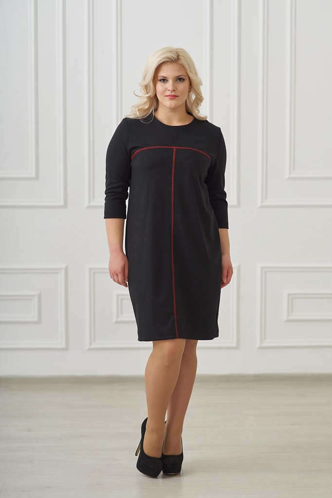 Фото товара 15738, черное платье с красной полосой
