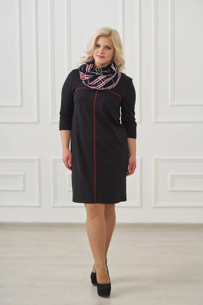 Фото товара 15740, черное платье с красной полосой