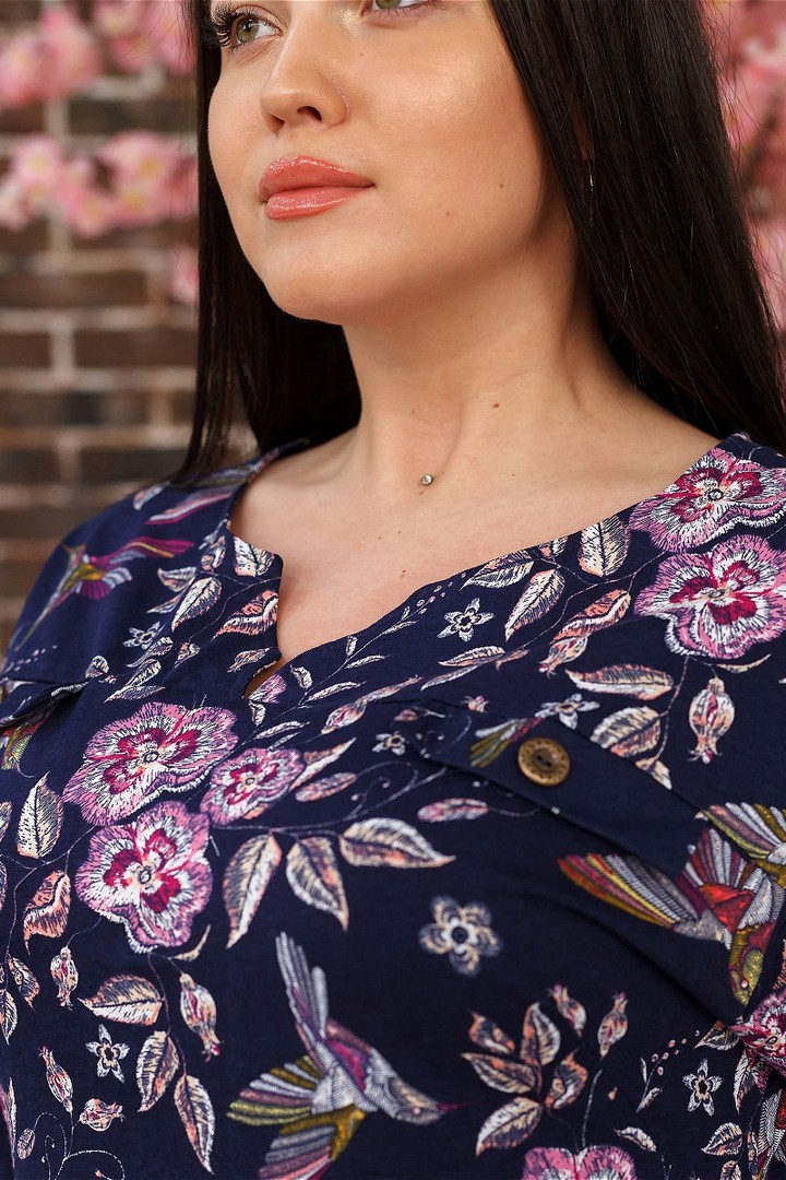 Фото товара 19522, темно-синее платье с карманами